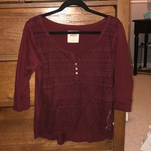 Maroon Hollister Cut-Out Design Shirt